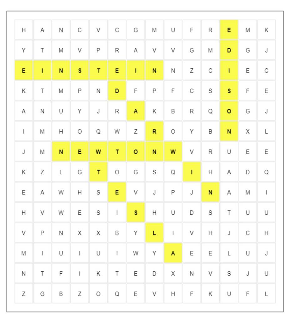 DESAFÍO: ¿Eres capaz de encontrar a los Científicos en la Sopa de Letras?