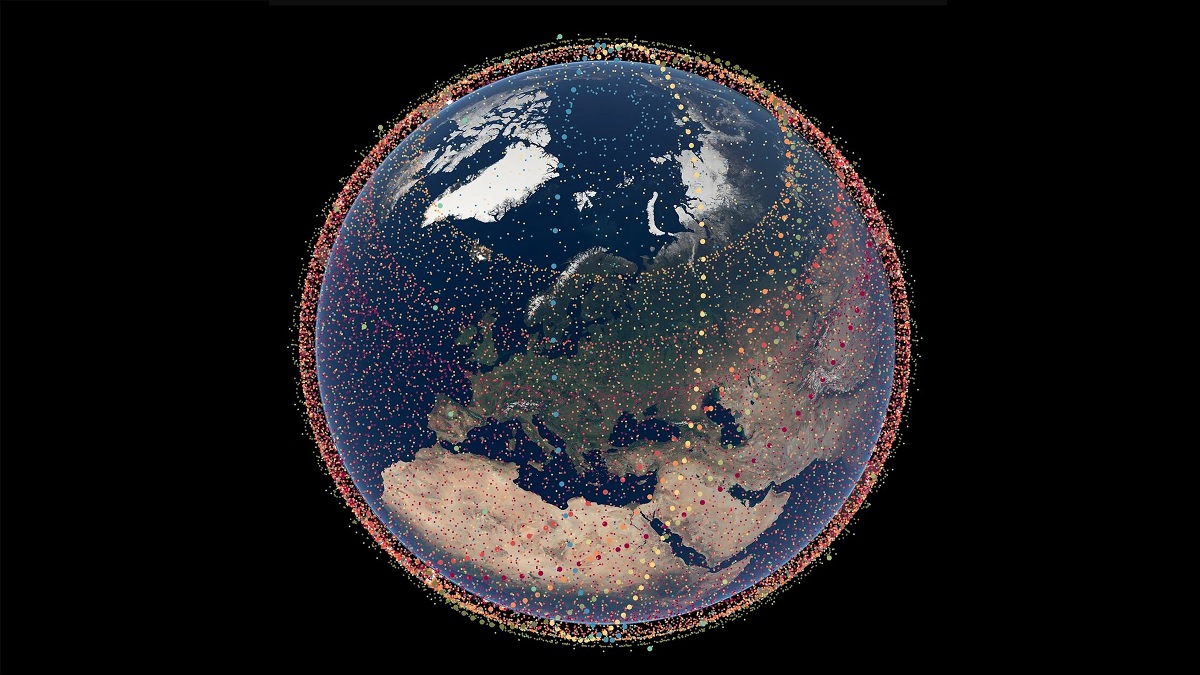 satélites alrededor de la capa de ozono