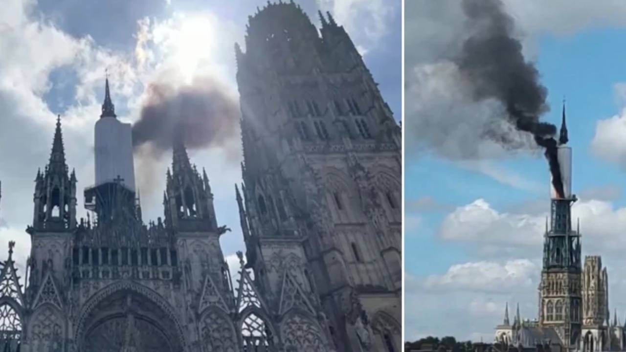 La emblemática Catedral de Rouen en Francia se incendia